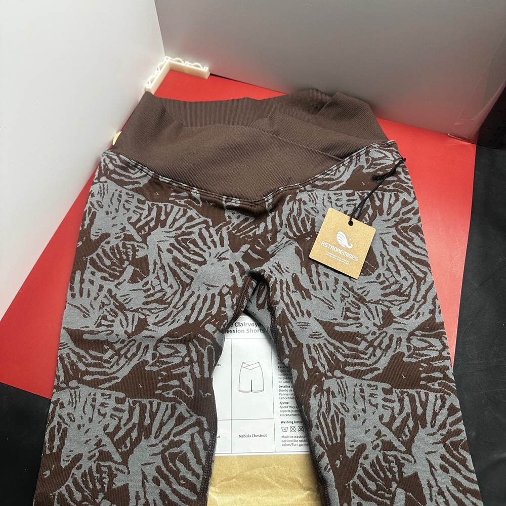 ASTROREMIGES, compression shorts , size small (4-6), Color: Nebula Chestnut